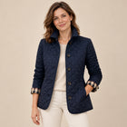 Veste Matelassée Femme - Col Rabattu Fermeture Boutons - Bleu