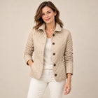 Veste Matelassée Femme - Col Rabattu Fermeture Boutons - Marron