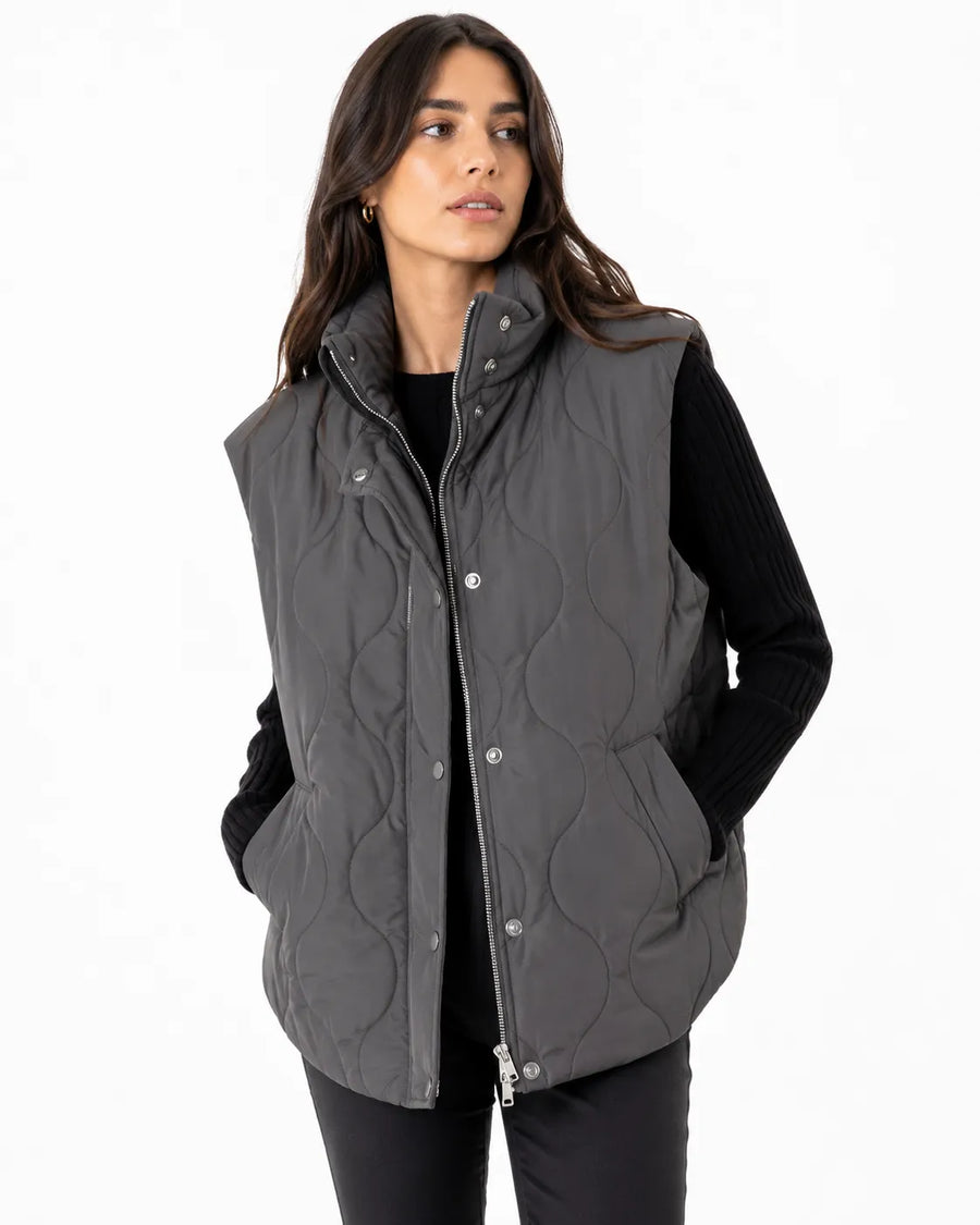 Veste sans manche bouton hiver femme - vue face