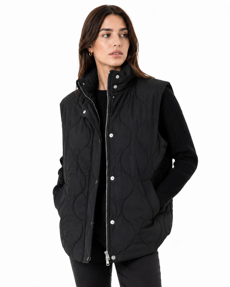 Veste sans manche bouton hiver femme - vue portée