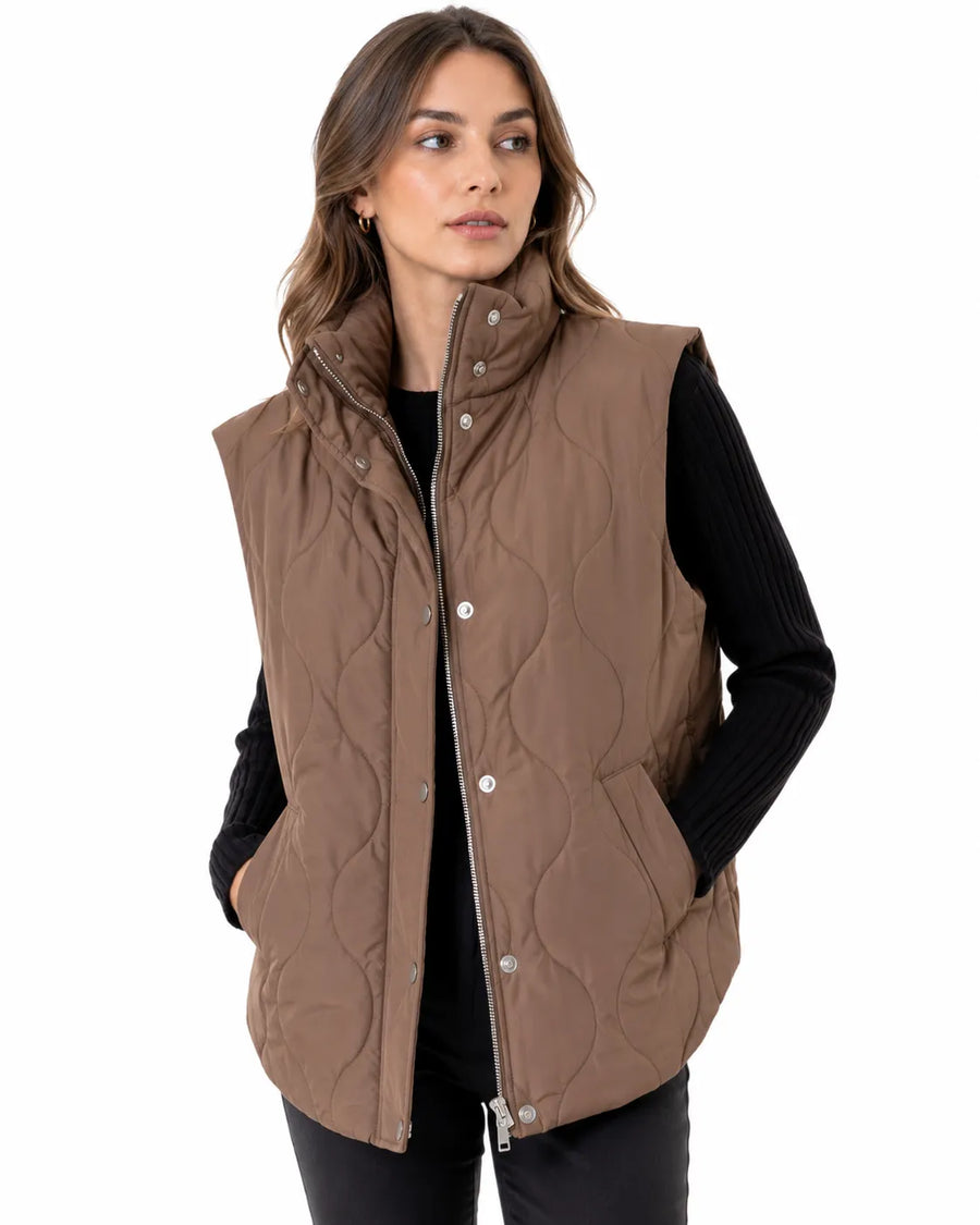 Veste sans manche bouton hiver femme - vue de dos