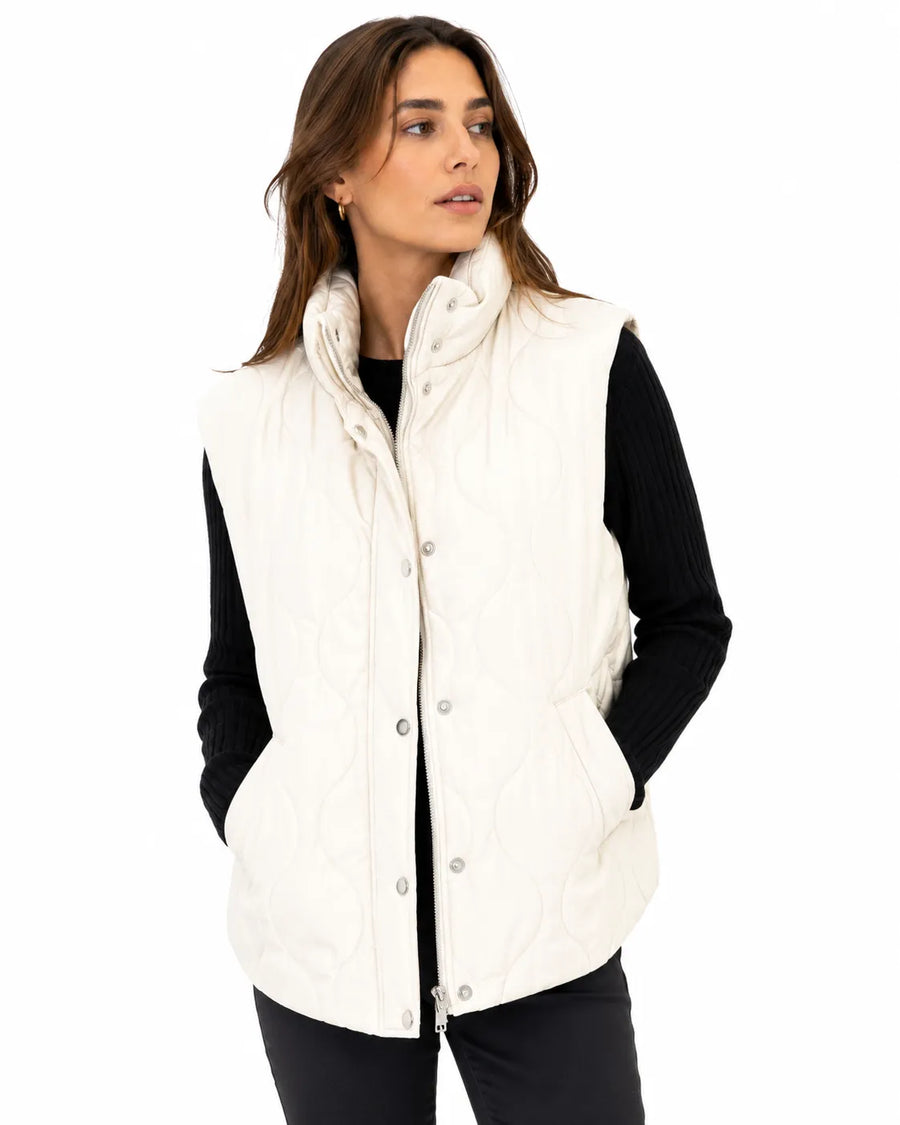 Veste sans manche bouton hiver femme - vue trois quart