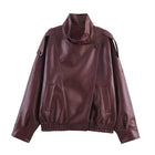 Veste en simili cuir coupe ample hiver femme - Bordeaux