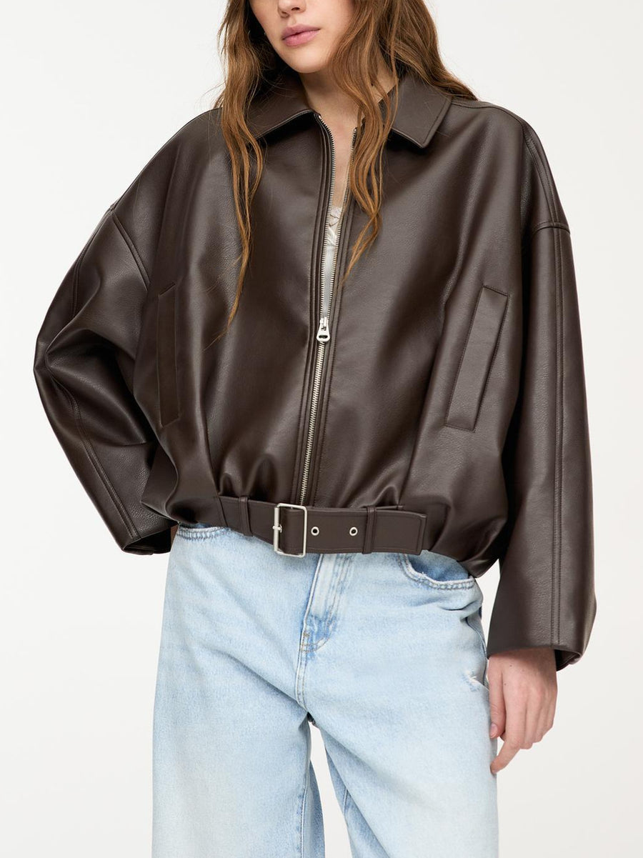 Veste en similicuir femme - vue de côté