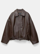 Veste en simili cuir coupe ample hiver femme - Brun