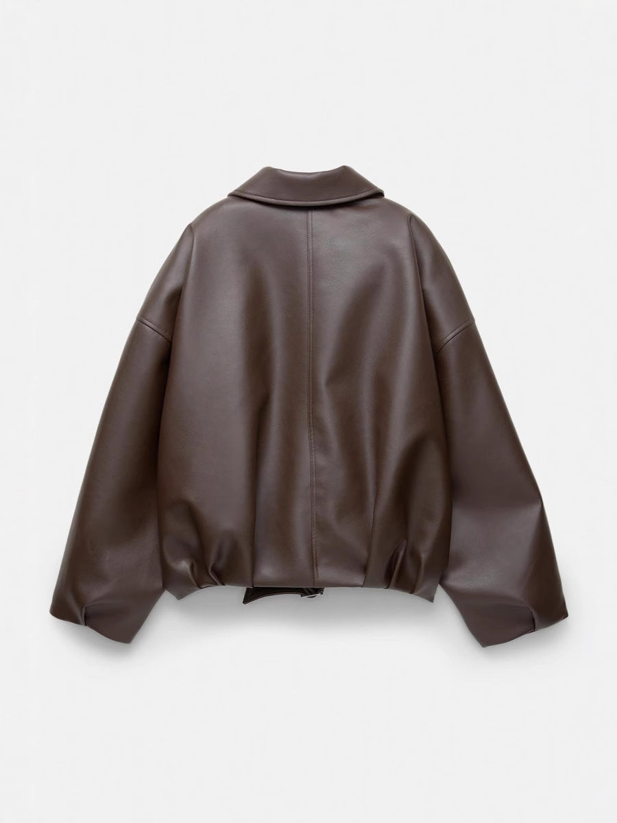 Veste en similicuir femme - gros plan matière
