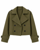 Veste trench-coat court col ouvert femme - vert