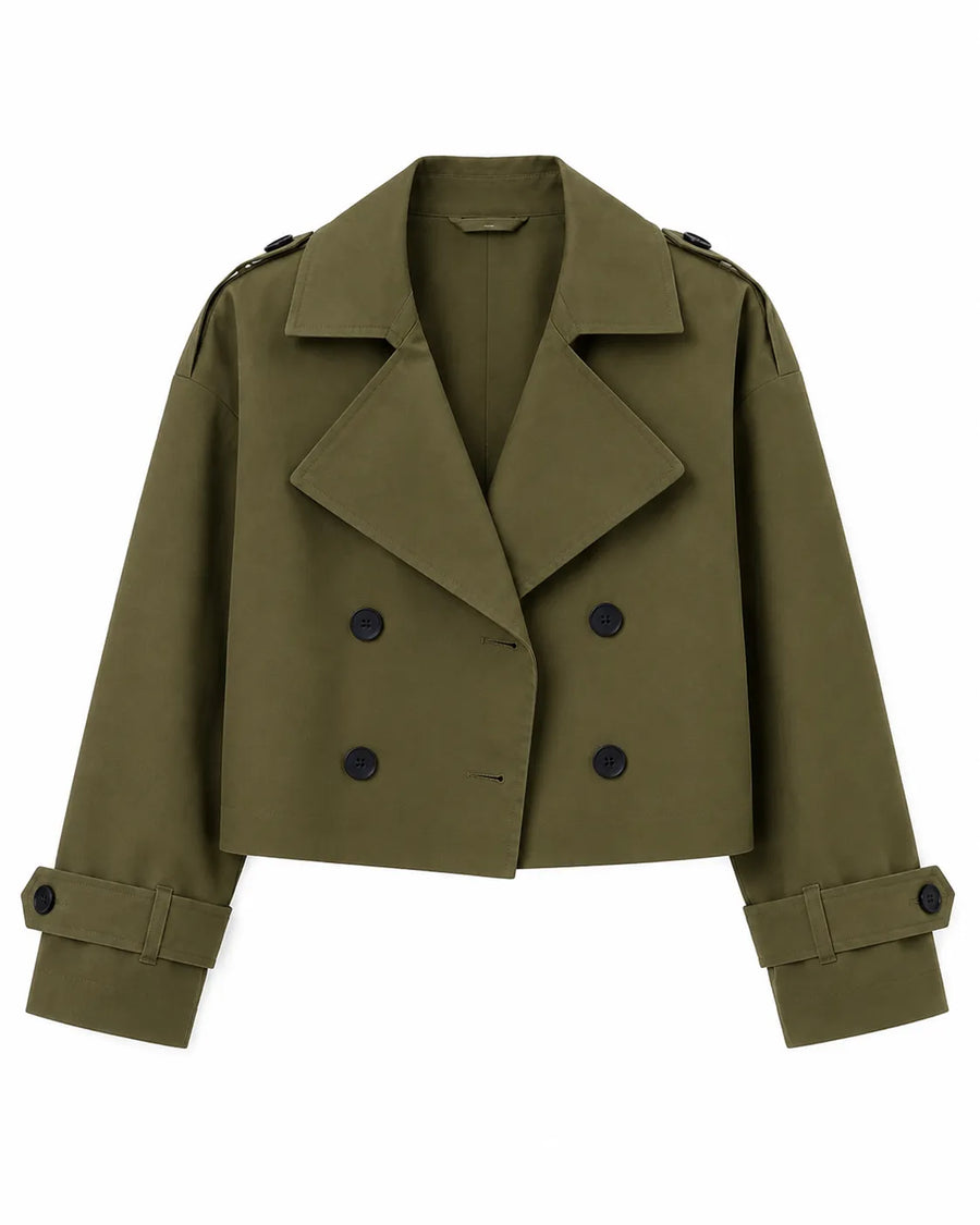 Veste trench-coat court femme - vue de côté