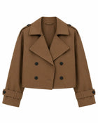 Veste trench-coat court col ouvert femme - marron