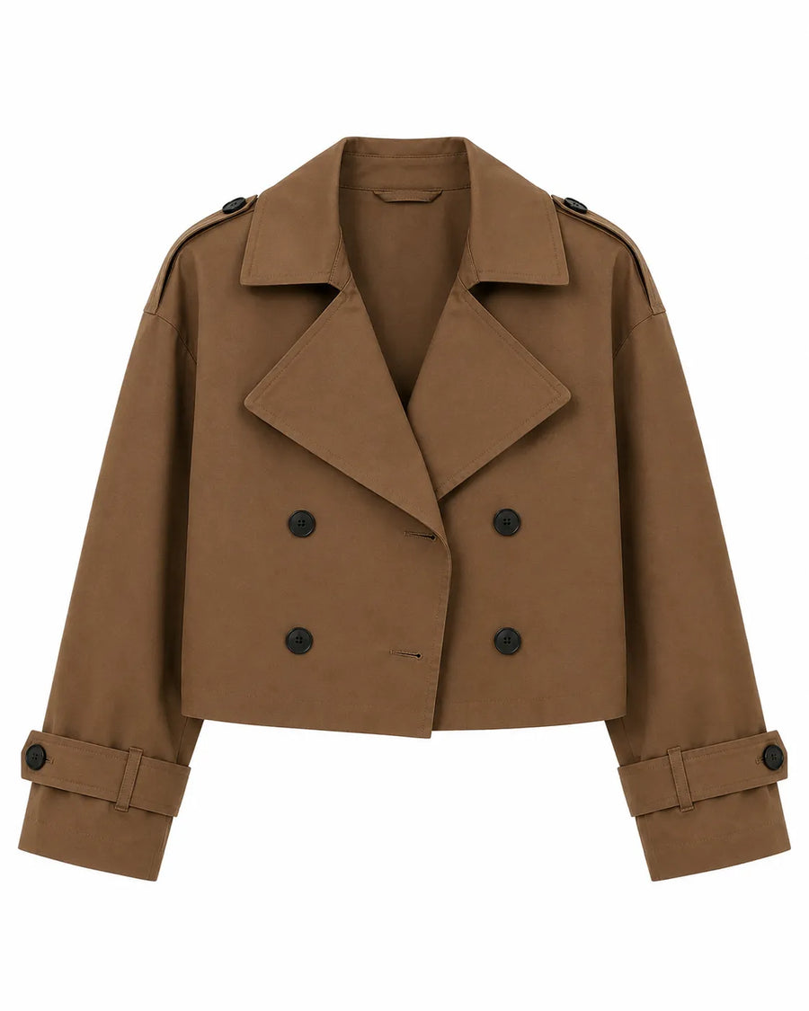Veste trench-coat court femme - vue portée