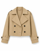 Veste trench-coat court col ouvert femme - beige