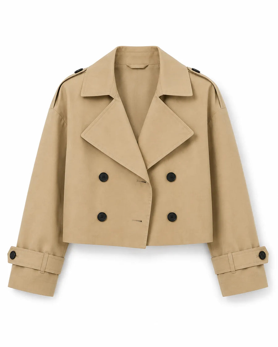 Veste trench-coat court femme - vue de dos