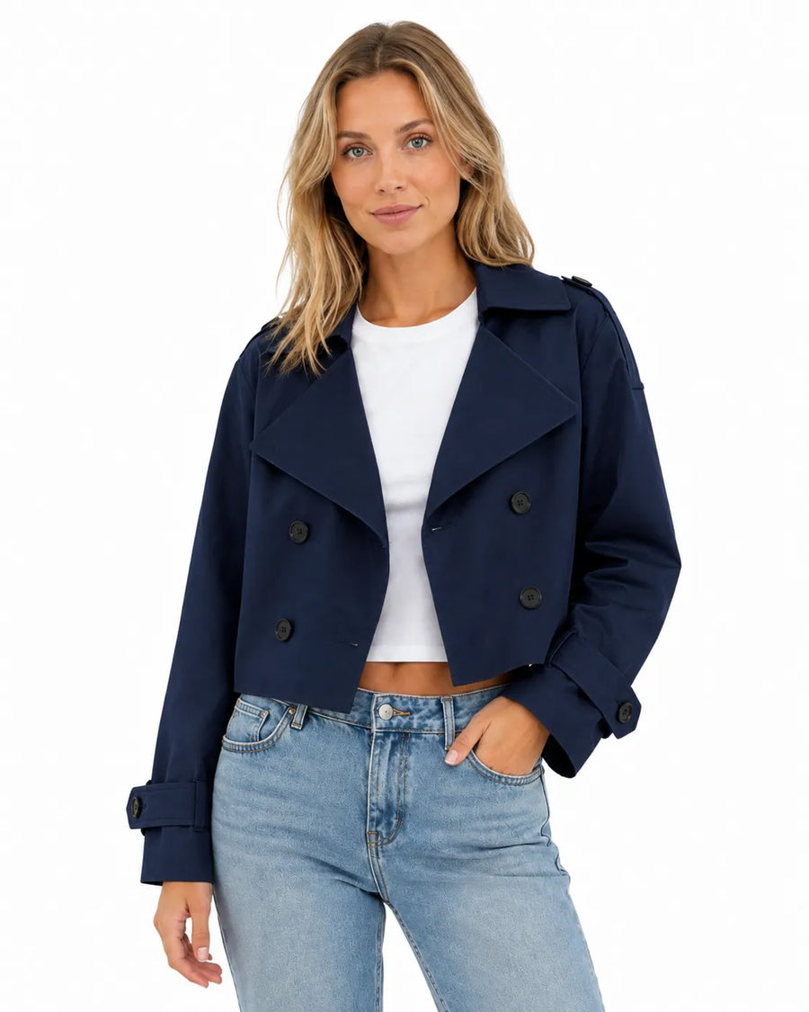 Veste trench-coat court femme - vue d'ensemble