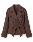 Veste Trench-coat Coupe taille hiver femme - brun foncé