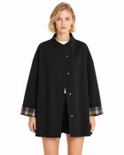 Veste trench-coat oversize fermeture à bouton femme - Noir