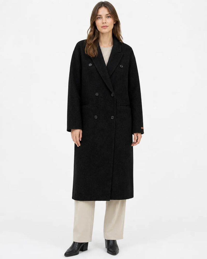 Veste trench longue en laine femme - vue face