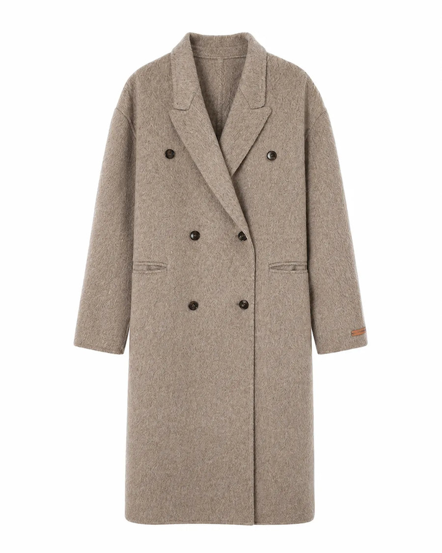 Veste trench longue en laine femme - vue de dos