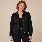 Veste Trucker Femme - Effet Daim Boutonnée Poches Poitrine - Noir